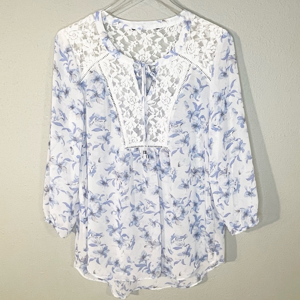 Sheer Floral and Lace Blouse